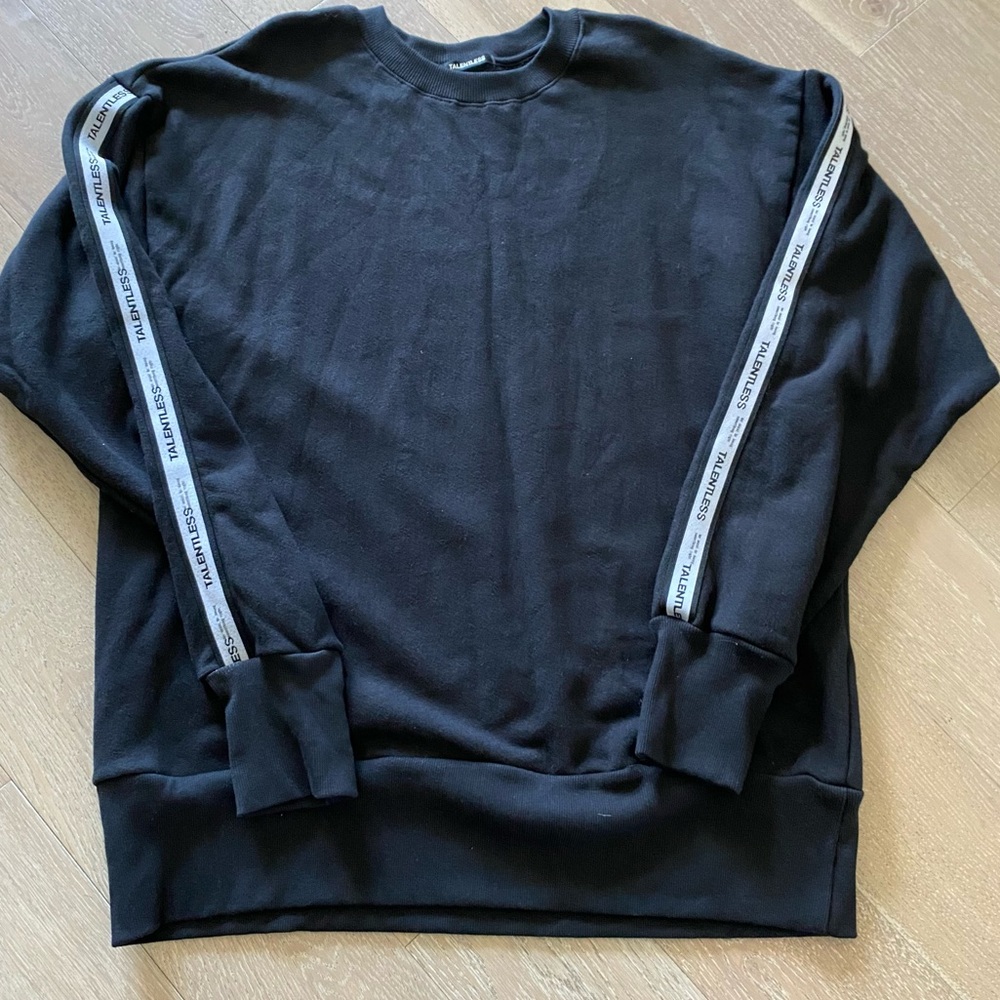 Talentless Logo tape Sweatshirt Large Black Heavyweight RARE! Scott Disk